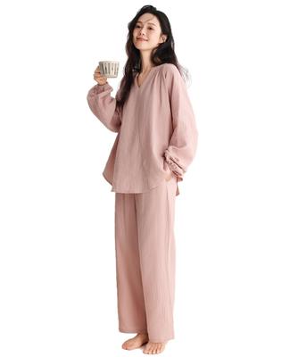 House Yayoi Gauze Long Loose Perfect for Spring and Plus Sizes Suitable for Hospital and Other Size M Women's Double-Layered Pajamas, Sleeves,