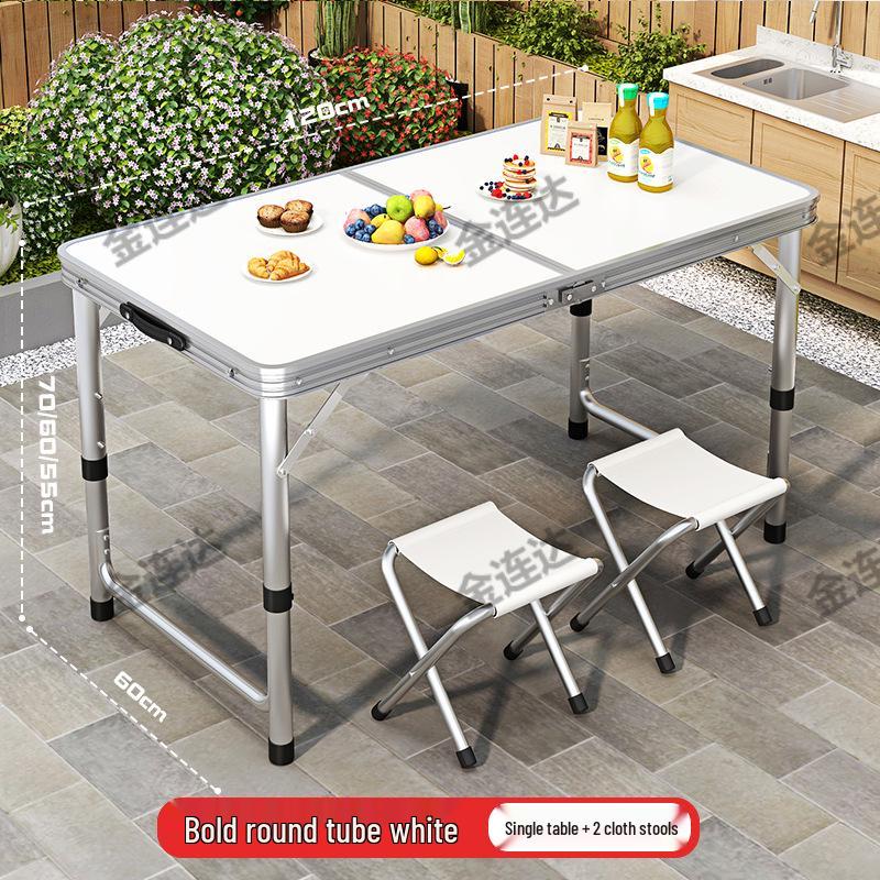 Portable Aluminum Folding Table for Outdoor Dining and Market Stalls - Adjustable and Compact