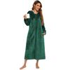 Women's Zip Up Plush Fleece Robe Hooded Warm Long Bathrobe Dressing Gown Winter Cozy Zipper Lounger Sleepwear Housecoat Loungewear Nightgown
