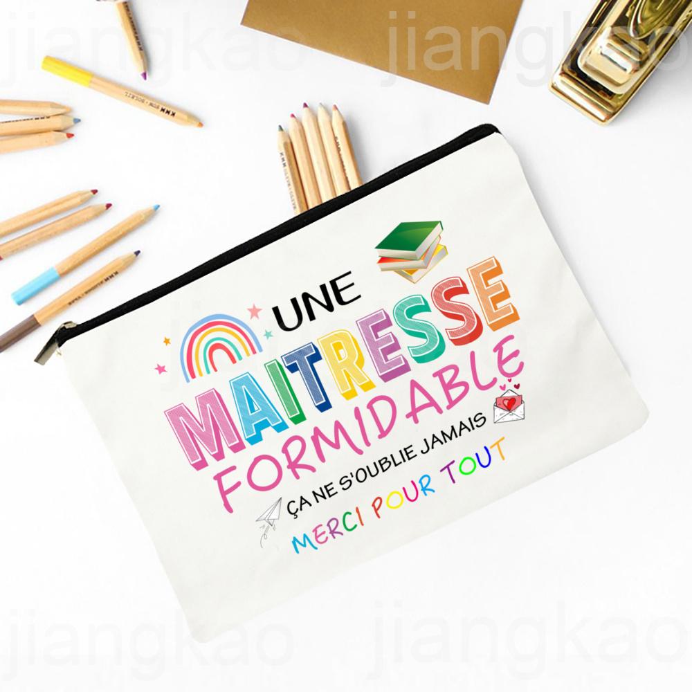 Thank You Teacher for Everything You Have Done for Us Printed Pencil Bag Stationery Bags Travel Makeup Pouch Gift for Teachers