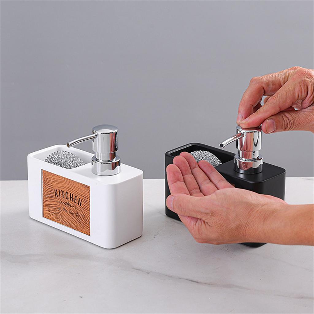 Kitchen Dish Soap Dispenser with Sponge Holder 2 In 1 Countertop Dishwashing Soap Pump Dispenser Set for Kitchen Sink