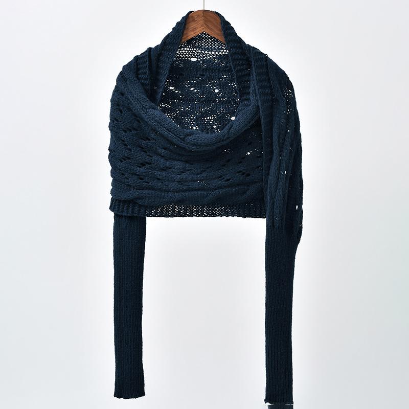 Scarf With Sleeves Women Soft Knitted Wrap New Fashionable Pullover Shawl Windproof Warm Autumn Winter Poncho