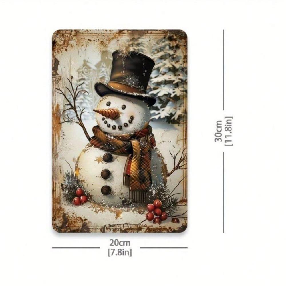 Vintage Snowman Metal Tin Sign 8x12 Inch Christmas Decoration Durable Iron Wall Art for Home Garage