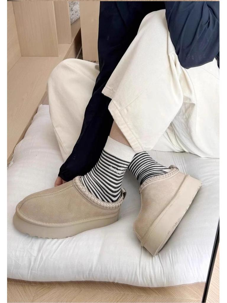 Sangpo Ethnic-Style Women's Winter Boots - Leather & Fur, Thick Sole, Height-Boosting, Velvety Warmth, Cotton Lining