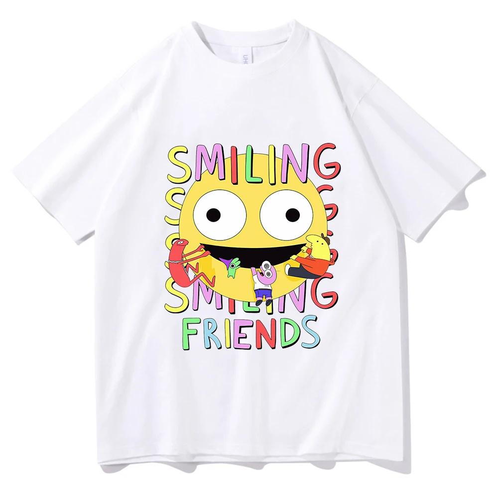 Smiling Friends Cartoon Print T-Shirts Sommer Frühling Baumwolle Herren T-Shirt Lustiger Grafikdruck T-Shirts Hohe Qualität T-Shirt