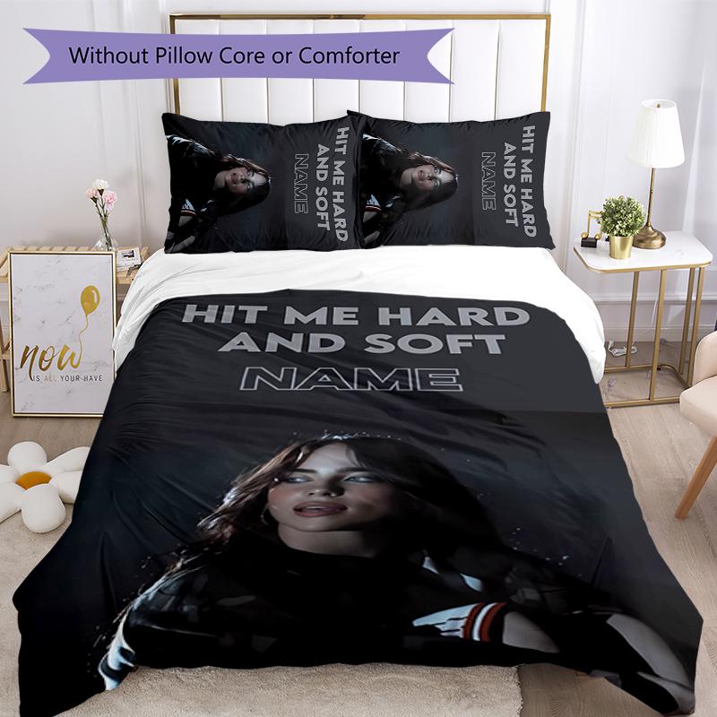 3 szt. Personalizowany Zestaw Pościeli Billie Eilish Zapięcie Poszwy na Kołdrę Zawiera 1 Poszwę na Kołdrę i 2 Poszewki na Poduszki na Wszystkie Pory Roku Wystrój Sypialni