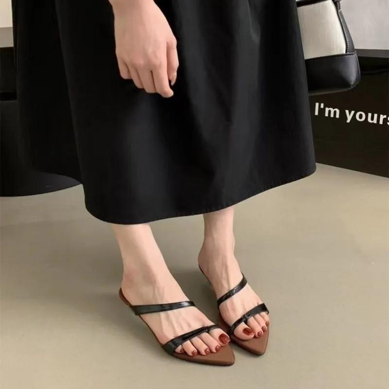 Fashion Ladies Shoes 2025 Hot Sale Open Toe Women's Slippers Fashion Dress Summer New Pointed Toe Elegant Shoes for Women Zapatos Mujer