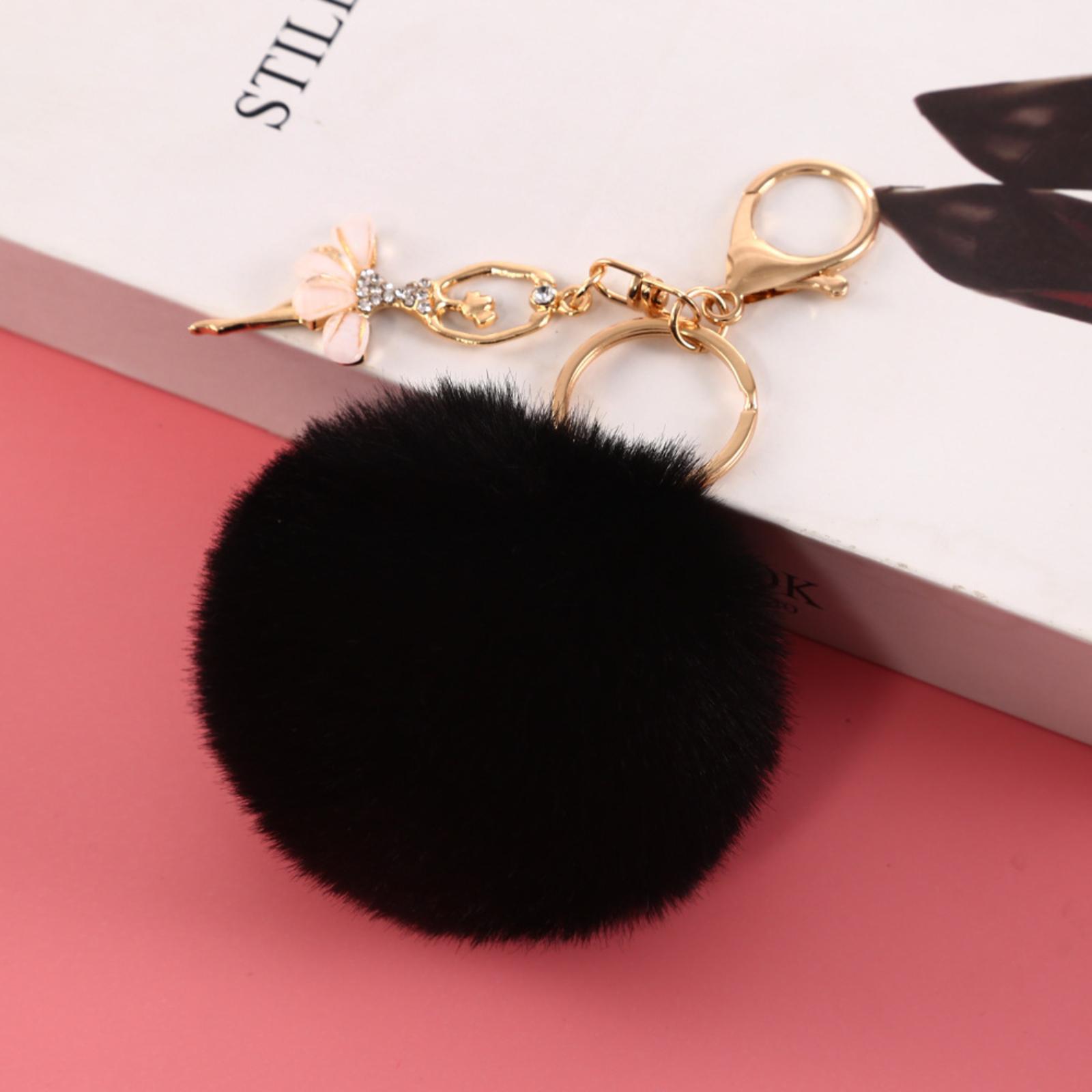 

Faux Pom-Pom Keyring Adorable Rhinestone Angel Car Key Charm Women s Handbag Faux Pendant One Size