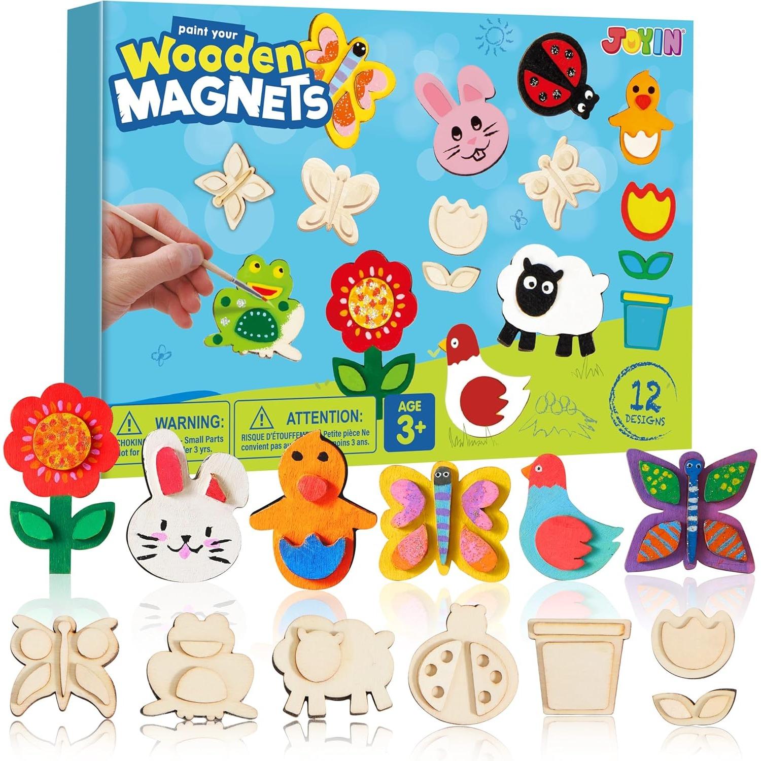 

12 Wooden Magnet Creativity Arts and Crafts Painting Package designed for Children Decorate Painting Present designed for Spooky Holiday Crafts
