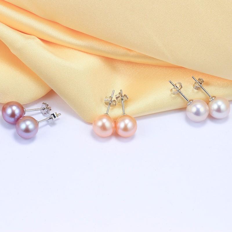 HENGSHENG 2019 AAAA Perfect Round Natural Pearl Earrings, Fine 925 Sterling Silver Jewelry Stud Earrings, New Women Earrings
