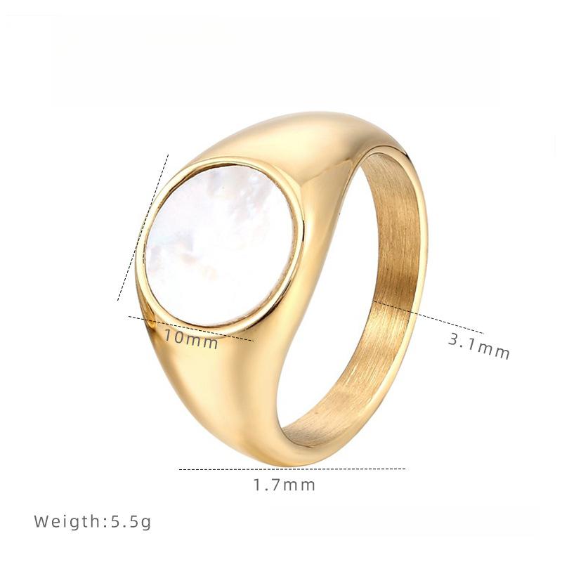 

Кольцо Геометрический квадрат из перламутра класса люкс, Нишевое круглое кольцо из перламутра, Женские украшения из титановой стали 9