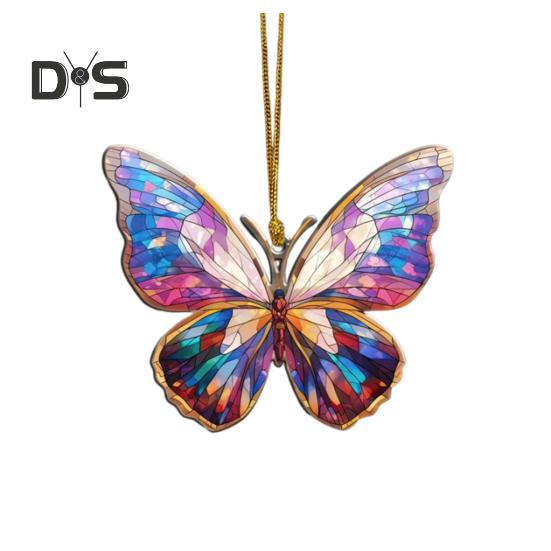 Akrylová barevná závěsná dekorace motýl Oboustranný interiér Venkovní vánoční stromeček Nástěnný závěsný přívěsek zvířátka