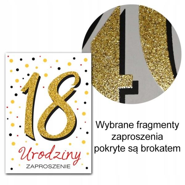 Zaproszenie Brokatowe 18 Lat, 1 Szt.