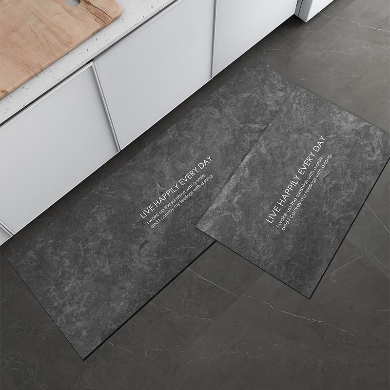 Kitchen Rug Marble Leather Oil-proof Waterproof Non-slip Household Foot Mat PVC Wipeable Washable Carpet Decor Tapis