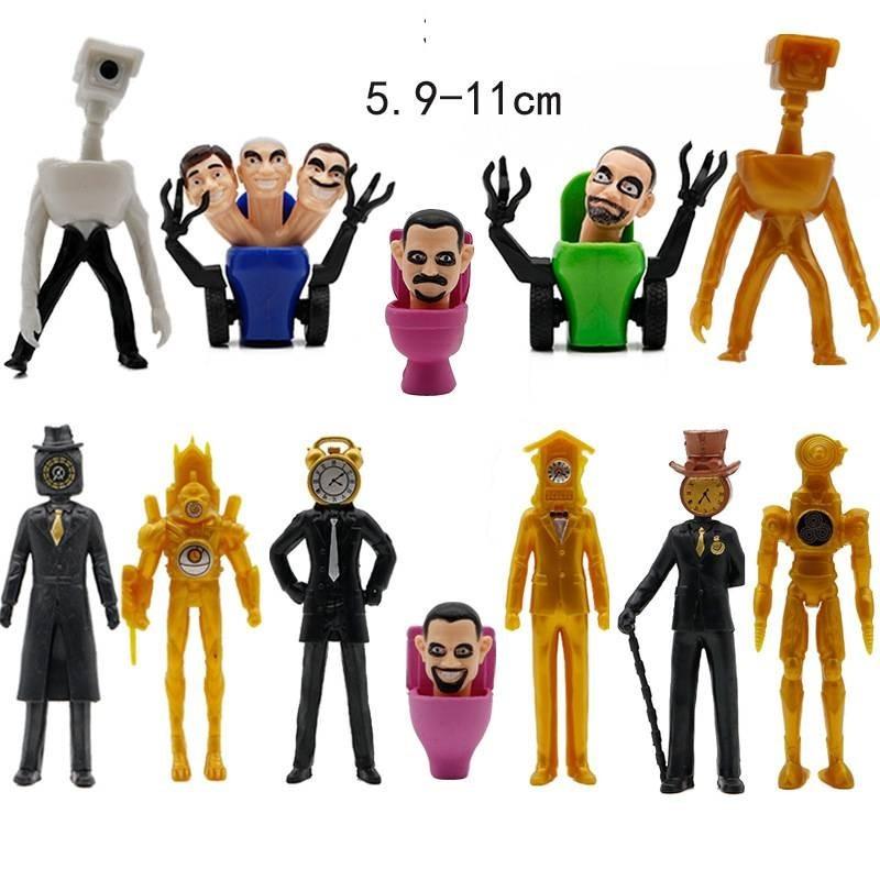 Hot Selling Toilet Man Vs Clock Man Handmade Model Toy For Children Gift Bag Packed Plastic Material Various Characters Figurine