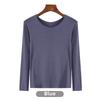 Korean Half-High Collar Slim Fit Modal T-Shirt - Long-Sleeve Solid Color Top