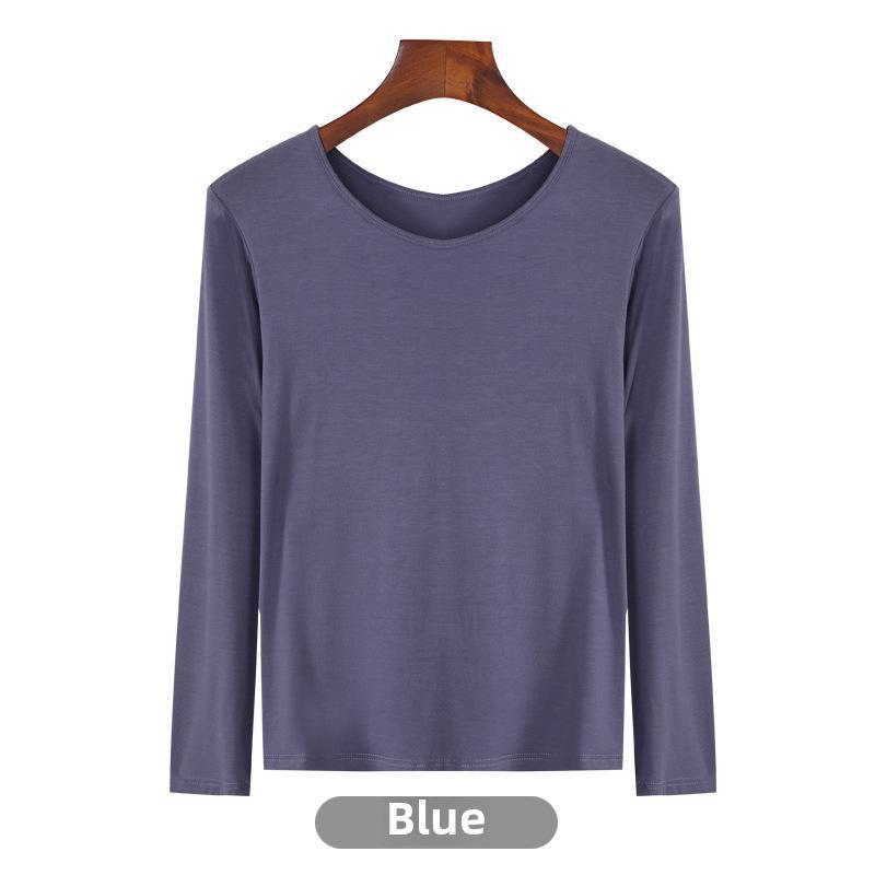 Korean Half-High Collar Slim Fit Modal T-Shirt - Long-Sleeve Solid Color Top