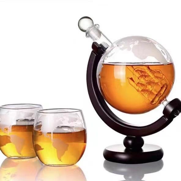 Earth Decanter Set: High Borosilicate Glass Infusion Bottle & Craft Ornament