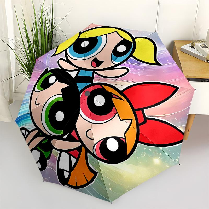 

Powerpuff Girls, Cartoon Automatic Opening and Closing, 8 rib Structure Portable Umbrella, Suitable for Men and Women in All Seasons Perfec