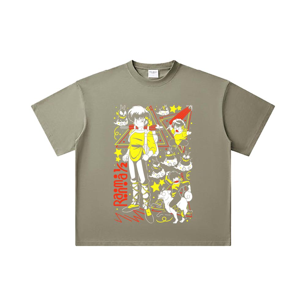 260 GSM Double Yarn 32 Count 100% Cotton Ranma 12 V7 Ryoga Print Unisex Heavy Cotton T Shirt