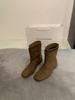 Minimalist style~ Korean style small square head low slope heel thin boots women's autumn and winter thin foreign style small short boots one foot
