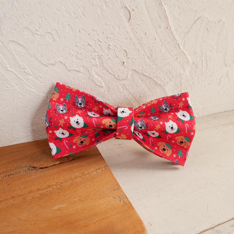 MUTTCO Christmas Dog Collar with Bow Tie - Teddy Ornament Necktie UBT-221 L (11x6CM)