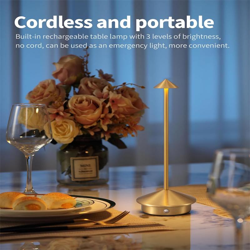 Portable Cordless Table Lamp With 5000mAh Battery Touch Control Dimmable LED Desk Light 3 Colors For Indoor Outdoor Bedroom Use
