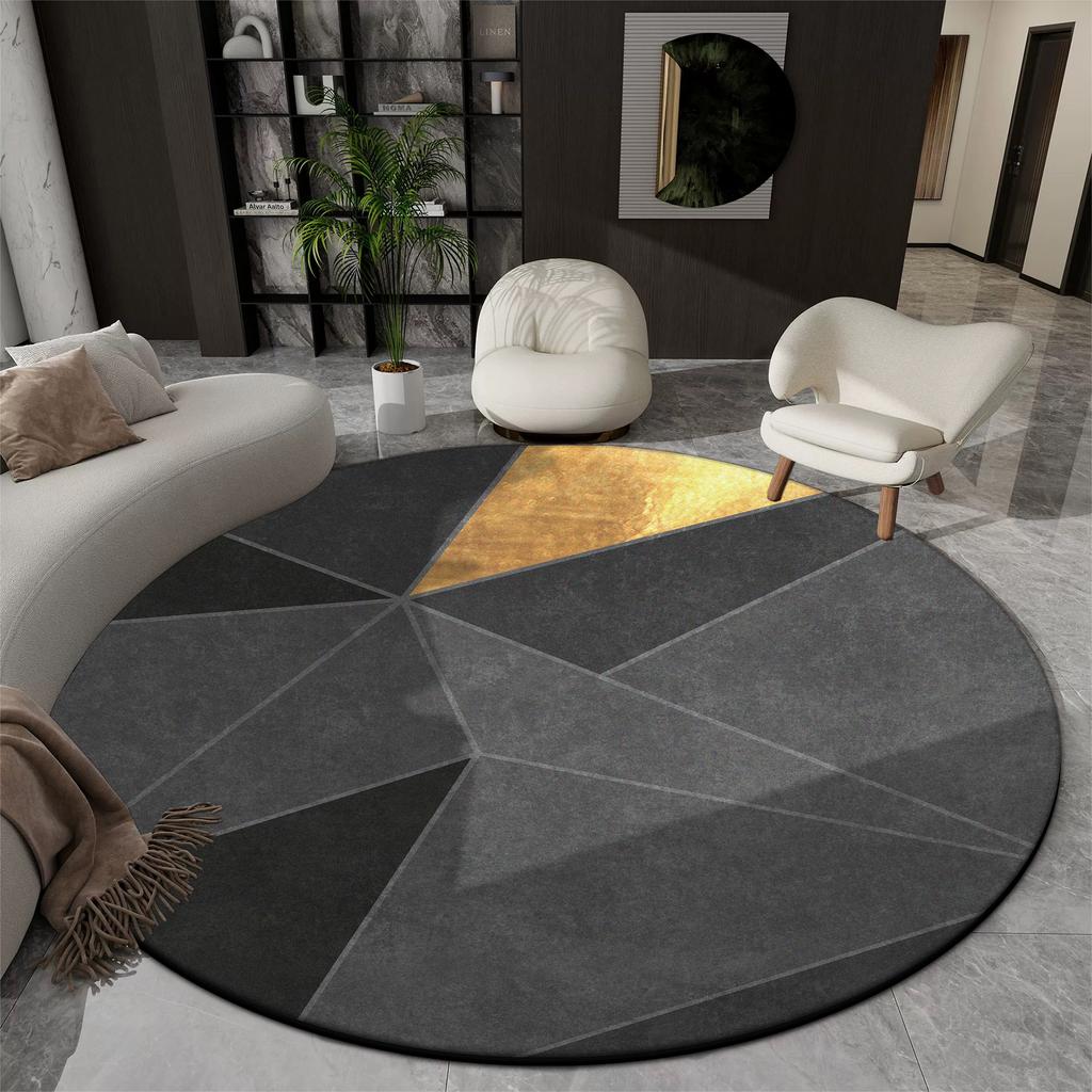 Geometrické kulaté koberce pro obývací pokoj Luxusní dekorace Domov Velký rozměr Plyšové koberce Ložnice Pracovna Protiskluzová podložka pod židli Podlaha Měkký