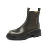 Fashion Women's New Autumn/Winter Round Head Genuine Leather Cowhide Elastic Mid Heel Thick Bottom Large Leg Chelsea Short Boots
