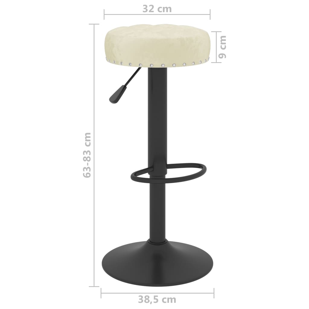 Bar Stool Set of 2 Cream Velvet