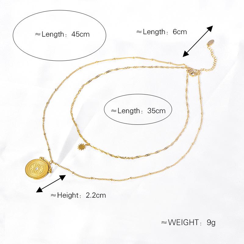 Gold-Plated Titanium Steel Eight-Point Star Necklace: Fashionable Double-Layer Clavicle Chain for Women