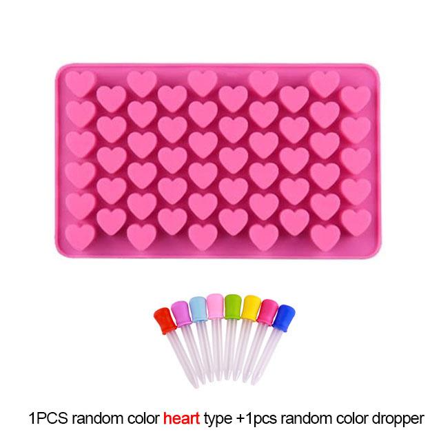 Gummy Bear Mold Silicone Chocolate Mold with Dropper DIY Dinosaur/Bear/Heart and Mini Donuts Valentine's Day Party Baking Mold