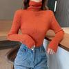 Sweater Women's Turtleneck and Velvet Knitwear Pullover Pure Color Korean Fluffy Trending Sweater Autumn and Winter Top