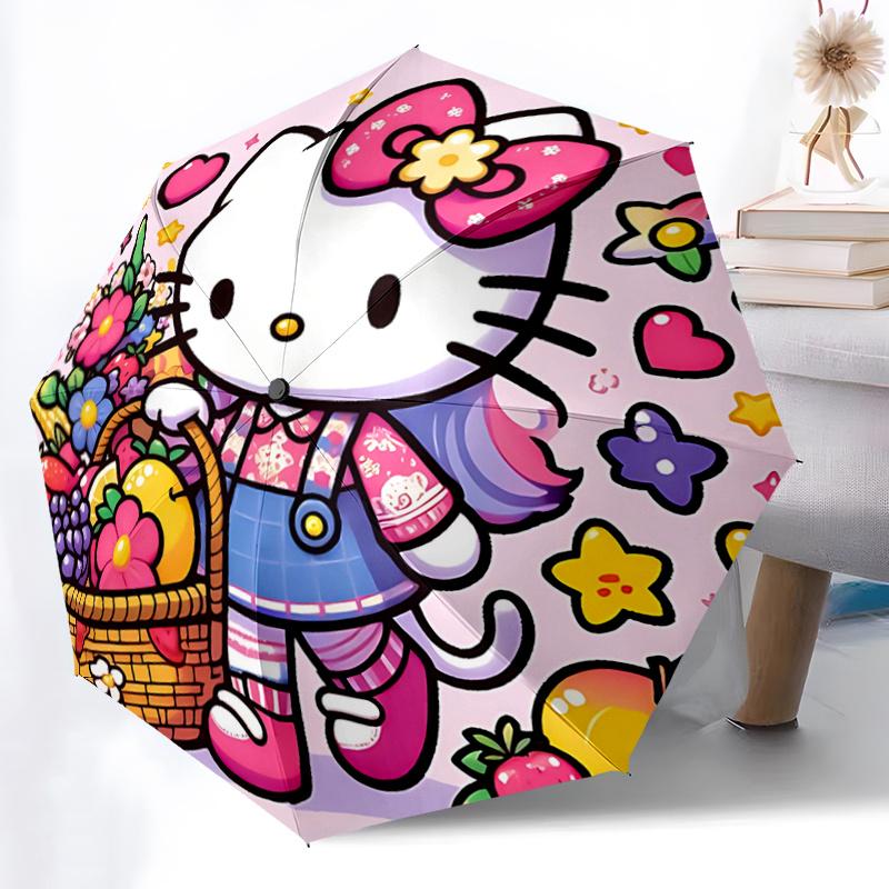 

1pc Hello Kitty Automatic Opening/Closing Umbrella with Foldable Design, 8-Bone Iron Frame Outdoor Umbrella - Perfect Gift for Fans, Travelers, Everyd