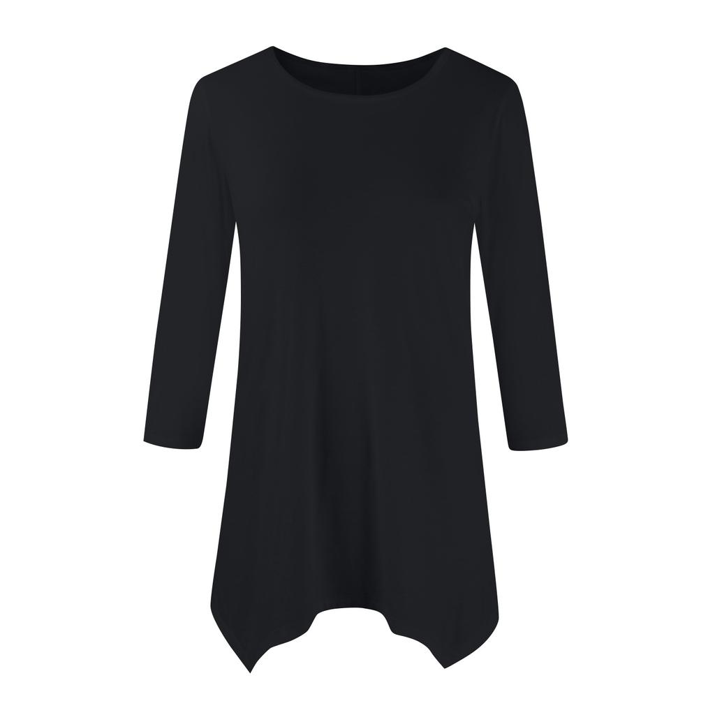 Women's Fashion Casual Round Neck Seven-point Sleeve Shirt Belted Loose Comfortable Top