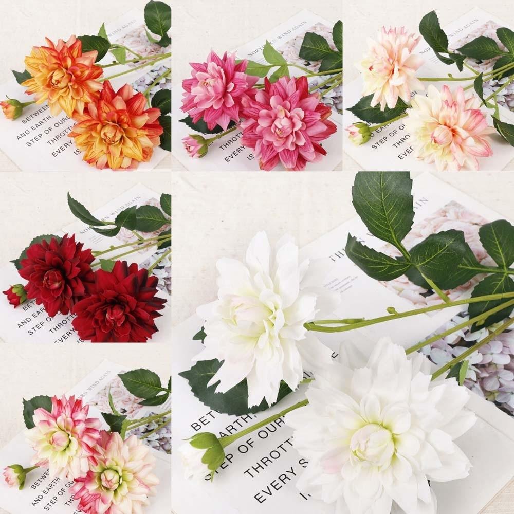 Real Touch Artificial Dahlia Flower Realistic Handmade Simulation Big Dahlia 76cm Colorful Fake Flower Dining Table Decor