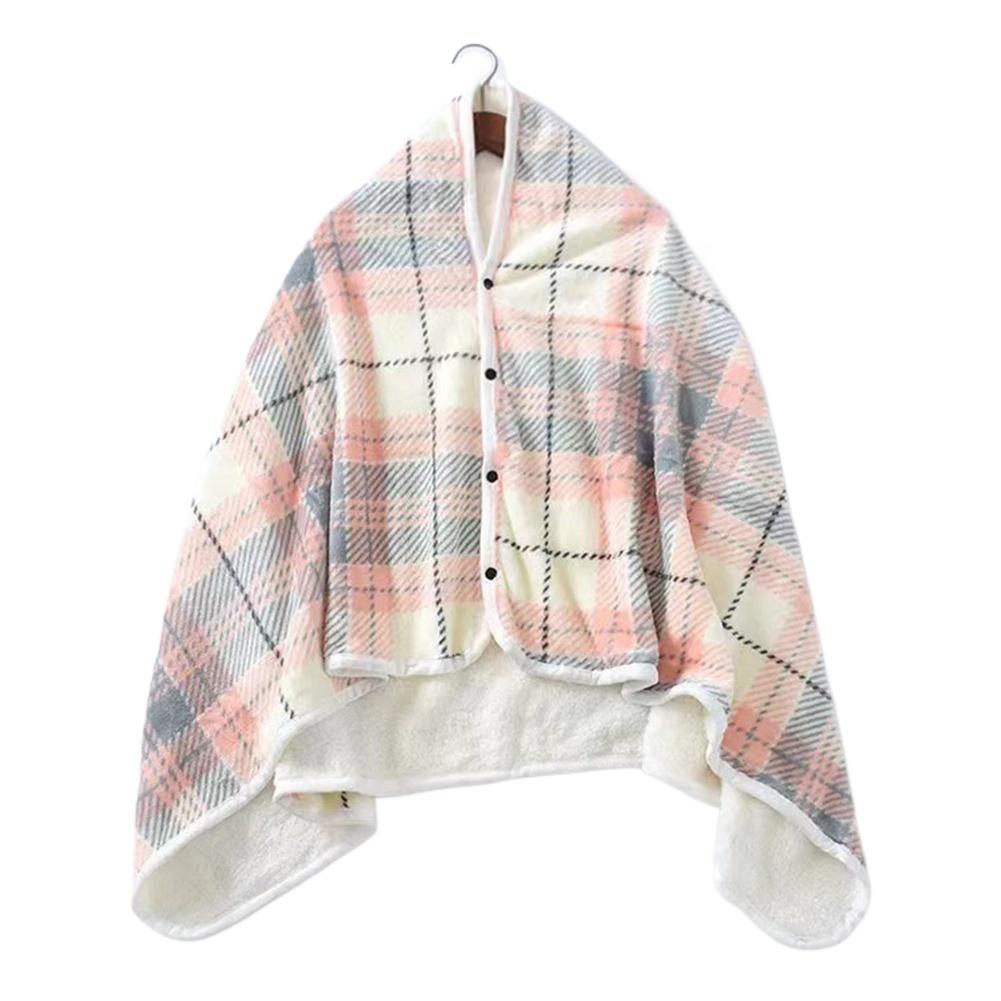 Soft Blanket Wearable Shawl Throw Wrap Doublelayer Plaid Shawl Winter Lady Multifunction Scarf Tartan Warm Blankets for Winter