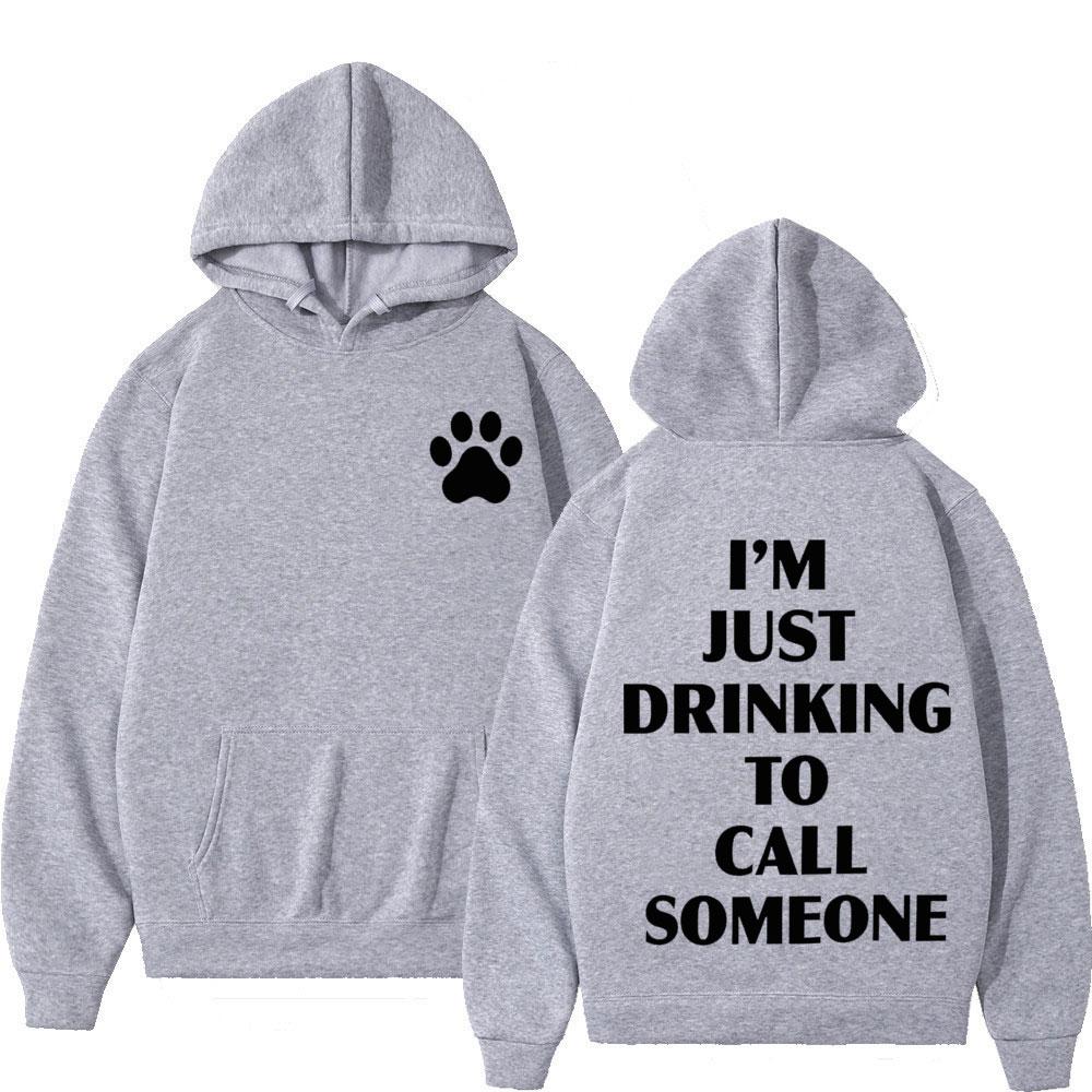 Felpa con cappuccio grafica Sabrina Carpenter I’m Just Drinking To Call Someone Uomo Donna Moda Pullover Felpe