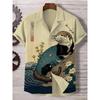 2026 New Men's Shirt Vintage Cat Printed Top Comfortable Fabric Breathable Short Sleeve Shirt Personalized Loose Casual Shirt