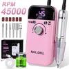 New Professional Electric Nail Drill Machine Portable Rechargeable Nail Sander File 45000RPM Low Noise Manicure Salon Tool