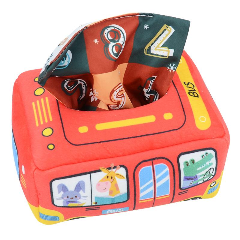 Baby Paper Toy, Simulation Can'T Tear Tissue Box, Baby Ring Paper Cloth Book Pumping Music Pulling Toy