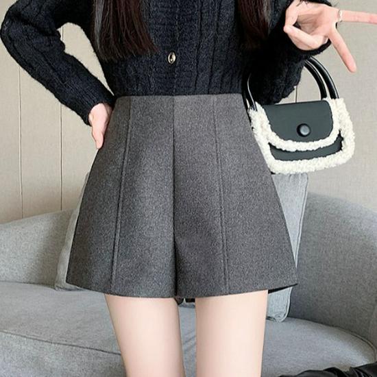 

Женские шорты буткат с высокой талией в европейском стиле, темно-серые, из смесовой шерсти, для осени/зимы XS серый