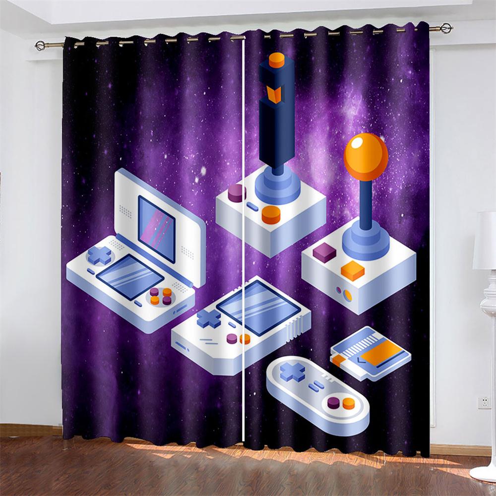 Colorful Game Console  Printed Woven Curtains  Two Independent Curtains on The Left and Right  Blackout Curtains for Bedrooms