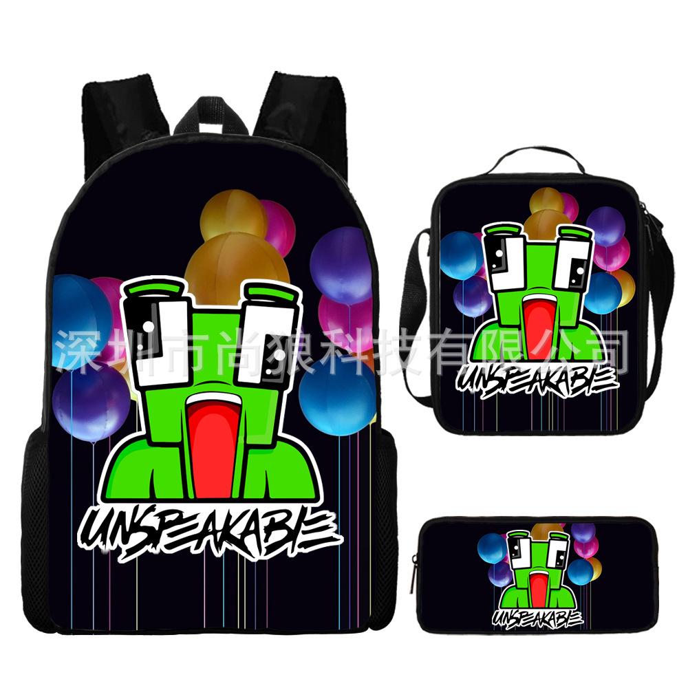 Unspeakable Pattern Schoolbag Large Capacity Backpack Shoulder Bag Pencil Case Three-Piece Set
