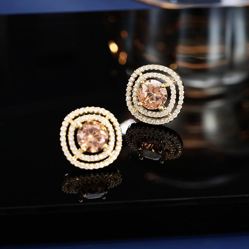 

Элегантные ретро геометрические круглые полые серьги-гвоздики из циркония модные индивидуальные серьги темпераментные универсальные серьги