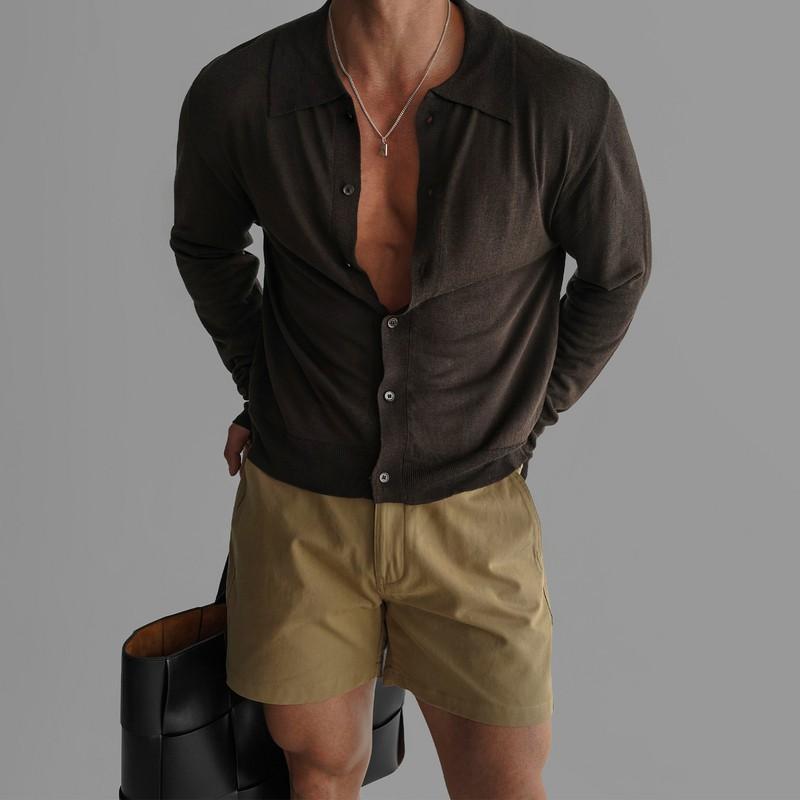 Mens Polo Cardigan 2026 Fall Lightweight Breathable Slim Fit Casual Top Teens
