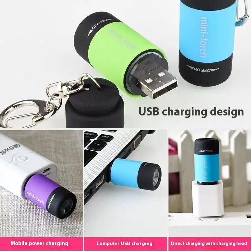 Mini Colorful Super Bright Flashlight Outdoor Home Portable Lighting USB Charging Keychain LED Waterproof Flashlight