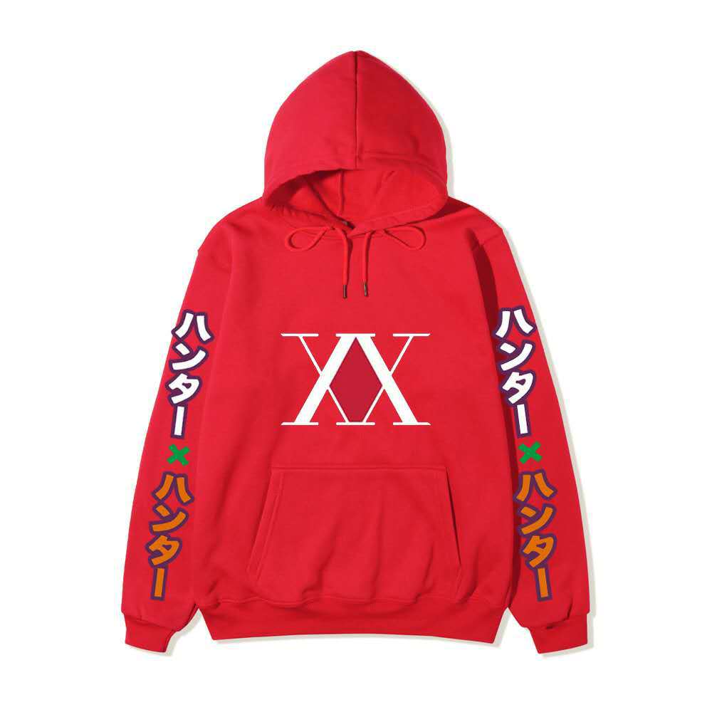 Hunter X Hunter XX Logo Hoodie Color Japanese Vertical Sleeve Print Black Anime Pullover Sweatshirt