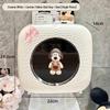 Cream White Wall-Mounted Toilet Paper Holder with Dog & Bow Decor
