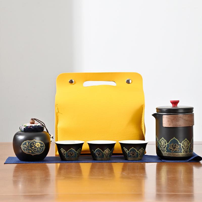 Cestovní Kung Fu čajová souprava Venkovní malá sada Keramický Kuaike šálek Jeden hrnec Tři šálky Suvenýr Obchodní Dávné rýmy Dárky